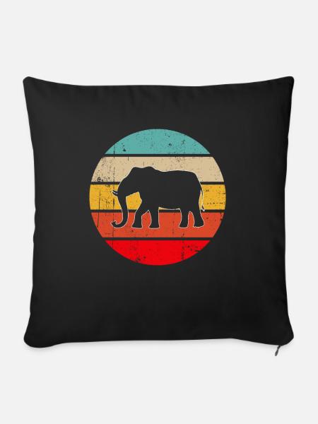 Elefant Retro - Sofakissenbezug 45 x 45 cm - Schwarz