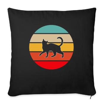 Chat Rétro - Housse de coussin décorative 45 x 45 cm - noir - Devant