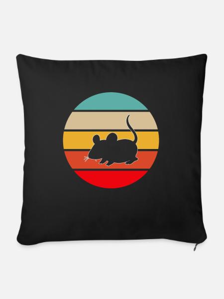 Maus Retro - Sofakissenbezug 45 x 45 cm - Schwarz