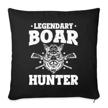Légendaire Chasseur de sanglier Sanglier Drôle de porc vintage - Housse de coussin décorative 45 x 45 cm - noir - Devant