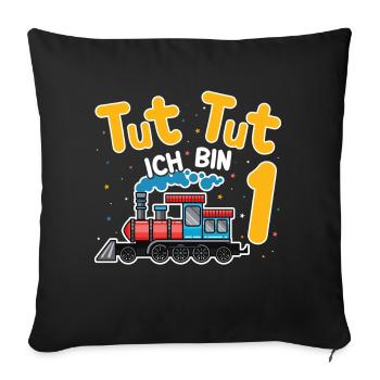 1. Geburtstag, 1 Jahr Züge Lok Kids, Boy Junge Zug - Sofakissenbezug 45 x 45 cm - Schwarz - Vorne