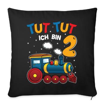 2. Geburtstag, 2 Jahre Züge! Kids, Boy Junge Zug - Sofakissenbezug 45 x 45 cm - Schwarz - Vorne
