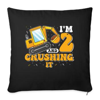 2. Geburtstag, 2 Jahre alt! Kids, Boy Junge Bagger - Sofakissenbezug 45 x 45 cm - Schwarz - Vorne