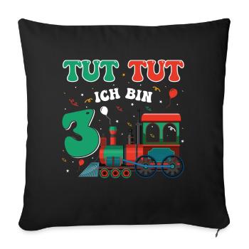 3. Geburtstag, 3 Jahre Züge Lok Kids, Boy Junge - Sofakissenbezug 45 x 45 cm - Schwarz - Vorne