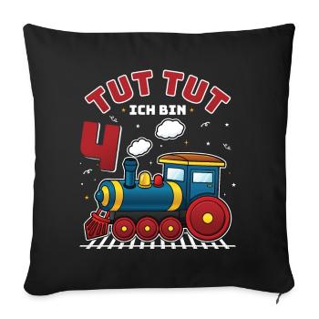 4. Geburtstag, 4 Jahre Züge Lok Kids Boy Junge Zug - Sofakissenbezug 45 x 45 cm - Schwarz - Vorne
