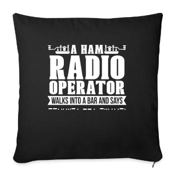 Un opérateur de radio amateur entre dans la radio amateur Loves - Housse de coussin décorative 45 x 45 cm - noir - Devant