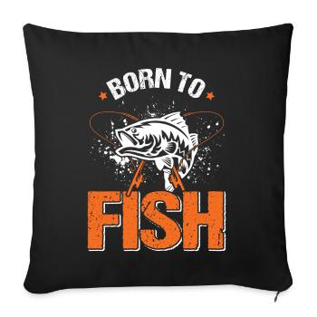 Angler outfit for fishing and fishing, fish - Sofa pillowcase 17,3'' x 17,3'' (45 x 45 cm) - black - Front
