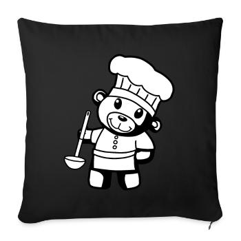 Hobby Chef Culinary Art Teddy Bear Cook Soup Ladle Bear - Sofa pillowcase 17,3'' x 17,3'' (45 x 45 cm) - black - Front