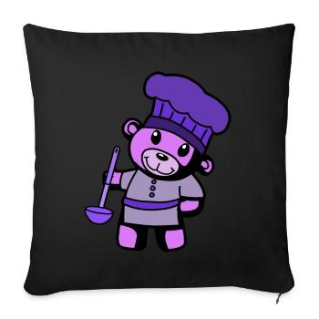 Hobby Chef Cooking Teddy Bear Cook Soup Ladle - Sofa pillowcase 17,3'' x 17,3'' (45 x 45 cm) - black - Front