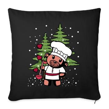 Hobby Chef Teddy Kitchen Christmas Gift Chef - Sofa pillowcase 17,3'' x 17,3'' (45 x 45 cm) - black - Front