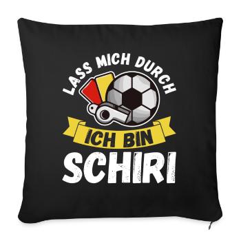 Schiri Unparteiischer Fußball Schiedsrichter - Sofakissenbezug 45 x 45 cm - Schwarz - Vorne