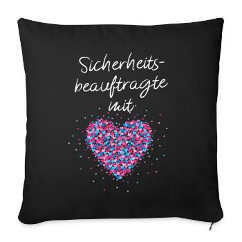 Sicherheitsbeauftragte mit Herz Brandschutz - Sofakissenbezug 45 x 45 cm - Schwarz - Vorne