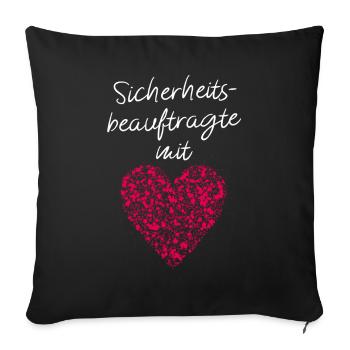 Sicherheitsbeauftragte mit Herz Arbeitskollegin - Sofakissenbezug 45 x 45 cm - Schwarz - Vorne