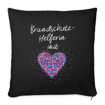 Brandschutzhelferin mit Herz Brandschutz Arbeit - Sofakissenbezug 45 x 45 cm - Schwarz - Vorne