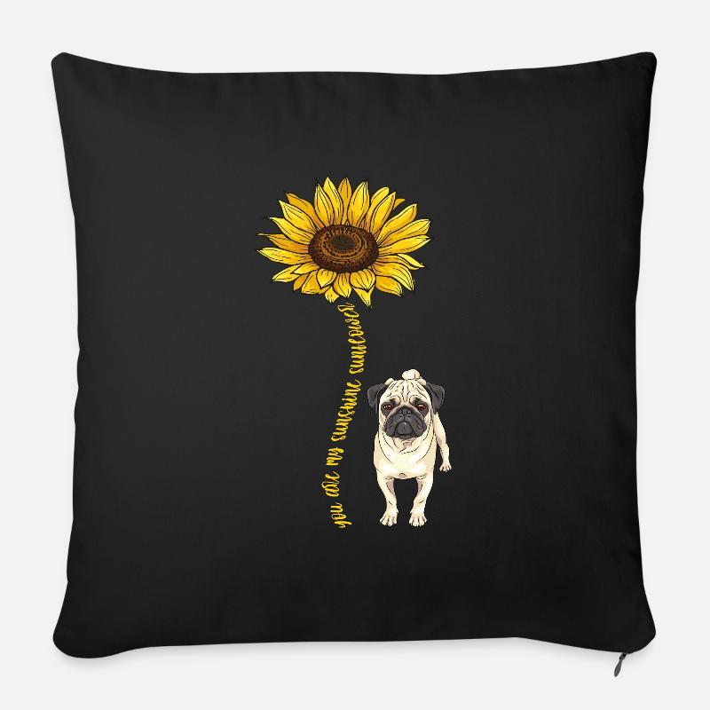Mops Hund Hundefreund Haustier Möpse Pug Geschenk - Sofakissenbezug 45 x 45 cm - Schwarz