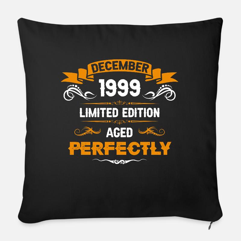 Décembre 1999 Cadeau d’anniversaire vintage - Housse de coussin décorative 45 x 45 cm - noir