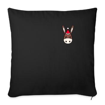 Esel verpixelt Weihnachten - Lustige Esel - Sofakissenbezug 45 x 45 cm - Schwarz - Vorne