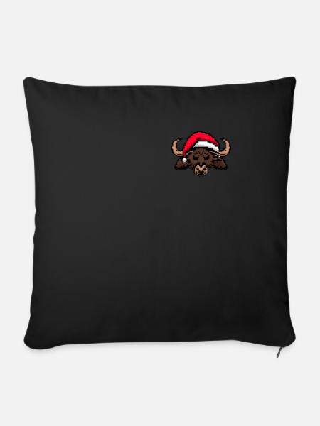 Büffel gepixeltes Weihnachten - Lustige Büffel - Sofakissenbezug 45 x 45 cm - Schwarz
