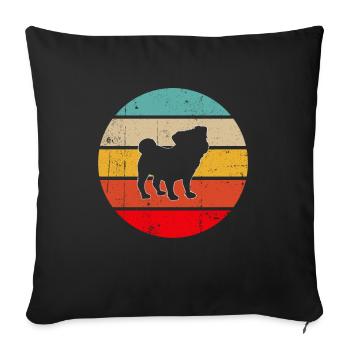 Mops Retro - Sofakissenbezug 45 x 45 cm - Schwarz - Vorne