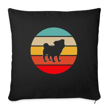 Mops Retro - Sofakissenbezug 45 x 45 cm - Schwarz - Vorne