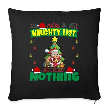 Sur la liste coquine et je ne regrette rien Père Noël - Housse de coussin décorative 45 x 45 cm - noir - Devant