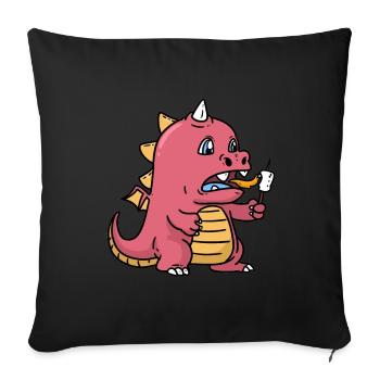 Baby Dragon Hungry Hungry Hunger Kids Baby - Sofa pillowcase 17,3'' x 17,3'' (45 x 45 cm) - black - Front