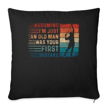 Assuming Im Just An Old Man Mistake Squash - Sofa pillowcase 17,3'' x 17,3'' (45 x 45 cm) - black - Front