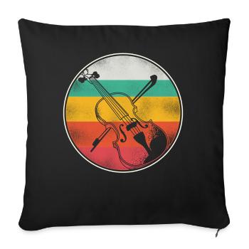 Violon Violoniste Rétro Vintage - Housse de coussin décorative 45 x 45 cm - noir - Devant