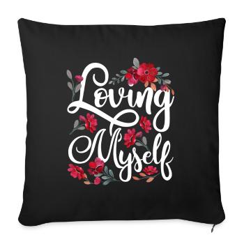 Je m’aime moi-même amour-amour de soi doux - Housse de coussin décorative 45 x 45 cm - noir - Devant