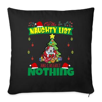 Sur la liste coquine et je ne regrette rien Père Noël - Housse de coussin décorative 45 x 45 cm - noir - Devant