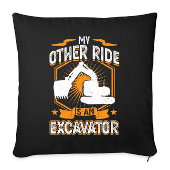 Mon autre manège est une excavatrice - Housse de coussin décorative 45 x 45 cm - noir - Devant
