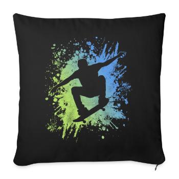 Skater Skateboarder Grafik Skaten Skateboard - Sofakissenbezug 45 x 45 cm - Schwarz - Vorne