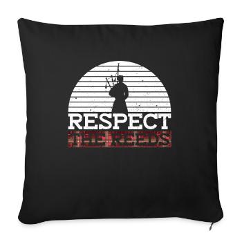 Respect The Reeds - Scottish Bagpipe Music - Sofa pillowcase 17,3'' x 17,3'' (45 x 45 cm) - black - Front