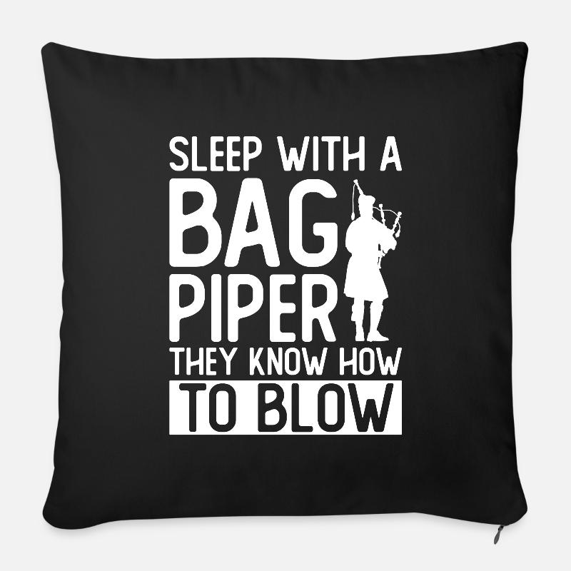 Dormir avec Bagpiper Funny Scottish - Housse de coussin décorative 45 x 45 cm - noir
