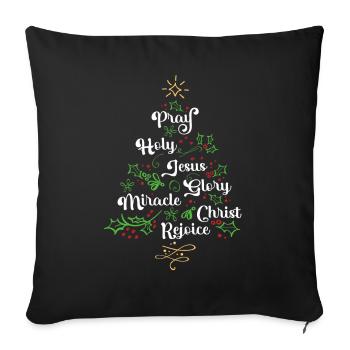 Christian Christmas Tree Family Church Jesus - Sofa pillowcase 17,3'' x 17,3'' (45 x 45 cm) - black - Front