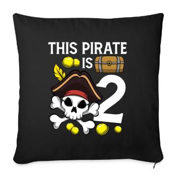 Skeleton This Pirate Is 2nd Pirate Birthday - Sofa pillowcase 17,3'' x 17,3'' (45 x 45 cm) - black - Front