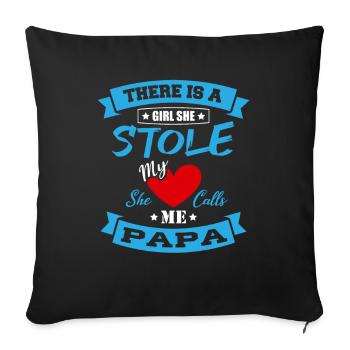 Il ya une fille qu'elle a volé mon cœur, elle - Housse de coussin décorative 45 x 45 cm - noir - Devant