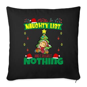 Sur la liste coquine et je ne regrette rien Père Noël - Housse de coussin décorative 45 x 45 cm - noir - Devant