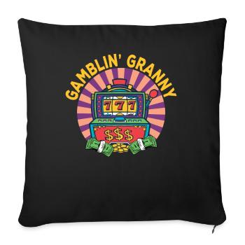 Casino Gambling Slot Machine à sous Jeu de cartes - Housse de coussin décorative 45 x 45 cm - noir - Devant