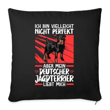 Mein Deutscher Jagdterrier liebt mich - Sofakissenbezug 45 x 45 cm - Schwarz - Vorne