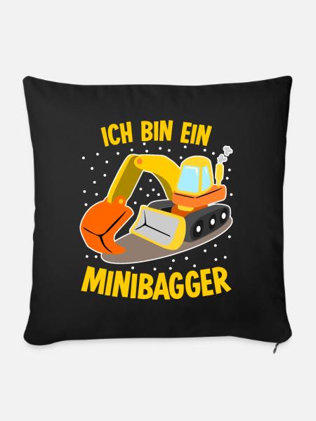 Minibagger Bagger Baggerfahrer - Sofakissenbezug 45 x 45 cm - Schwarz