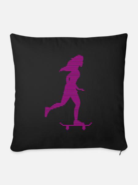 skating girl - Sofakissenbezug 45 x 45 cm - Schwarz