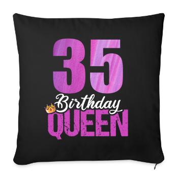 35 ans 35 anniversaire Anniversaire Reine d’anniversaire - Housse de coussin décorative 45 x 45 cm - noir - Devant