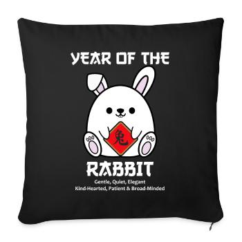 Drôle de nouvel an chinois des zodiacs de lapin lunaire - Housse de coussin décorative 45 x 45 cm - noir - Devant