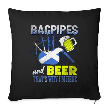 Bagpipes and beer Scotland - Sofa pillowcase 17,3'' x 17,3'' (45 x 45 cm) - black - Front