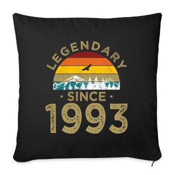 30e anniversaire né en 1993 Légendaire depuis 1993 - Housse de coussin décorative 45 x 45 cm - noir - Devant