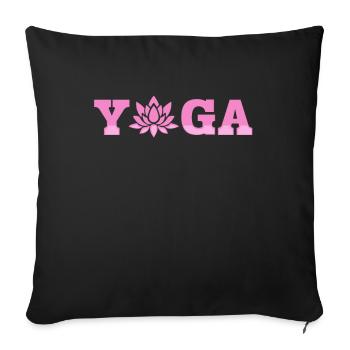 Yoga Lettering with Lotus Flower Yoga - Sofa pillowcase 17,3'' x 17,3'' (45 x 45 cm) - black - Front