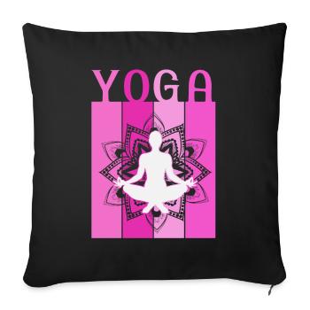 Yoga méditant la fleur de lotus rétro - Housse de coussin décorative 45 x 45 cm - noir - Devant