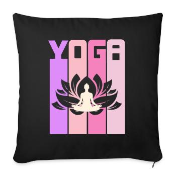 Yoga méditant la fleur de lotus rétro - Housse de coussin décorative 45 x 45 cm - noir - Devant