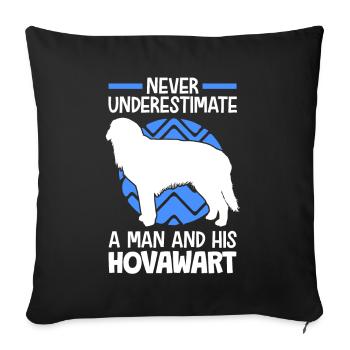 Femme avec Hovawart Hofwächter Hovi Hovawart - Housse de coussin décorative 45 x 45 cm - noir - Devant